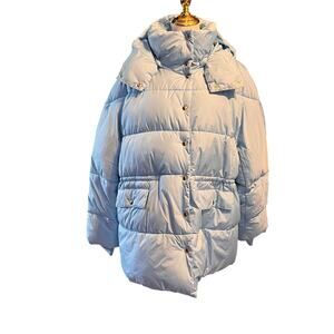 J. Crew Chateau Signature Puffer Coat.  Baby Blue with Green Lining. Size 3X